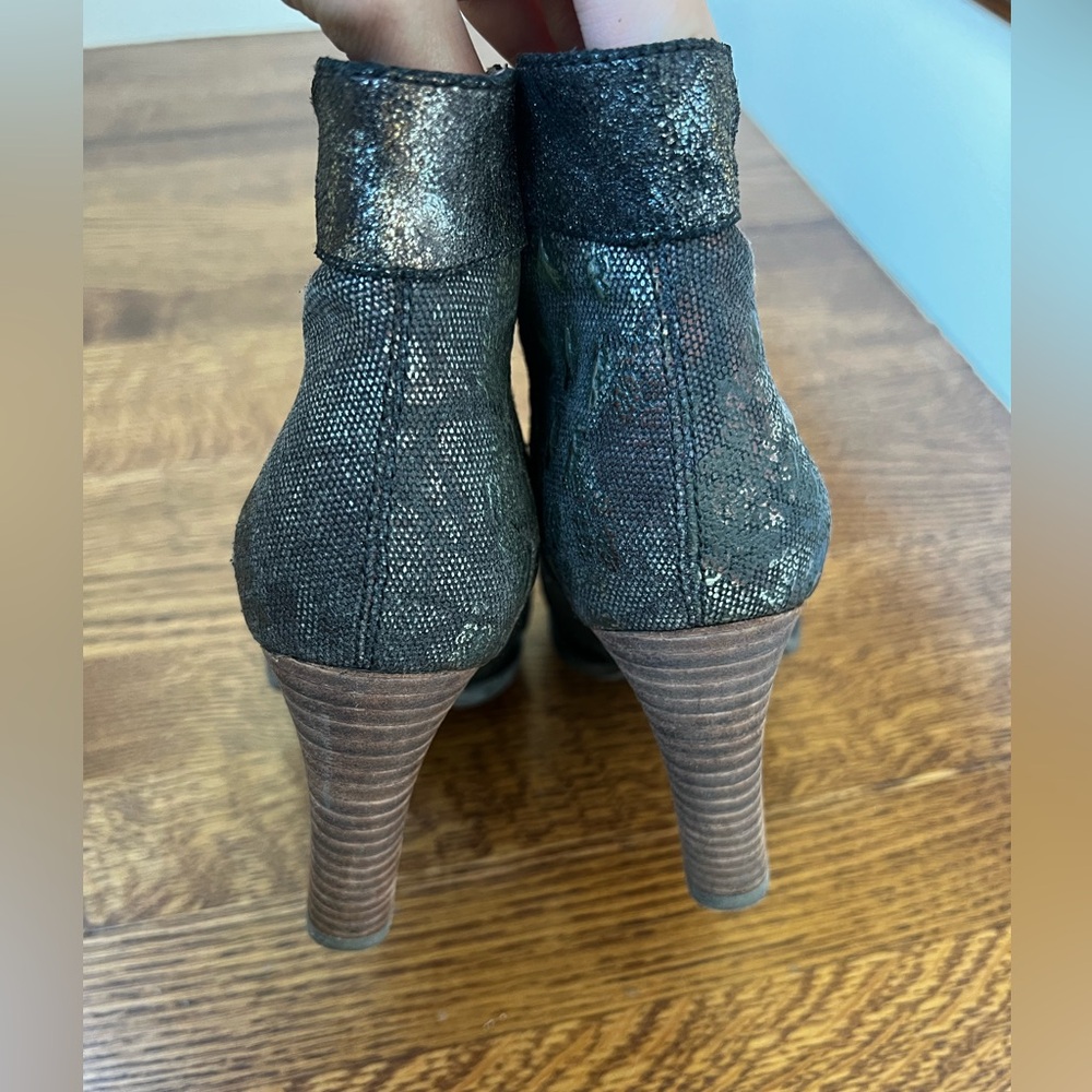 SPRING STEP L’Artiste Eleni Metallic Boot Ankle Booties Leather Western 37 - Picture 4 of 13